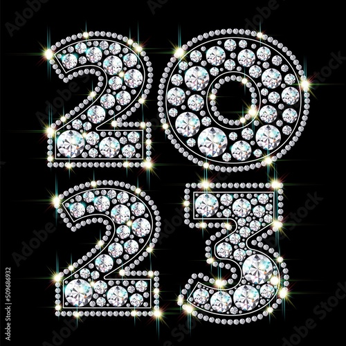 2023 of diamonds on a transparent background vector