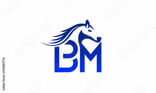 BM Horse logo design vector