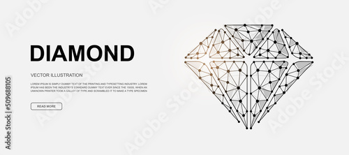 Diamond 3d low poly symbol for landing page template. Brilliant design illustration. Polygonal Jewelry illustration for homepage design, adv page.