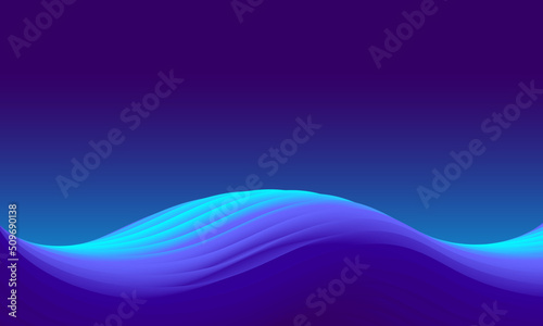 A luxurious blue background with a luminous wave. Wallpaper with a shining sea wave on a turquoise background