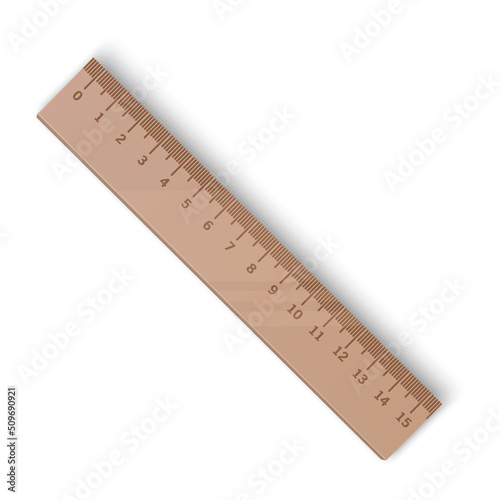 Realistic school wooden measuring ruler 15 centimeters