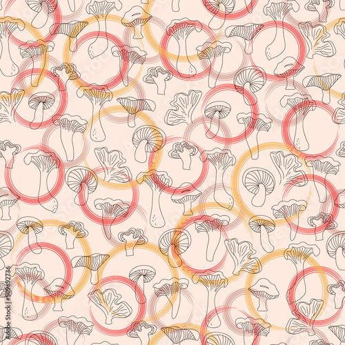 Seamless pattern with mushrooms. Print for textile, wallpaper, covers, surface. Autumn pattern. For fashion fabric.