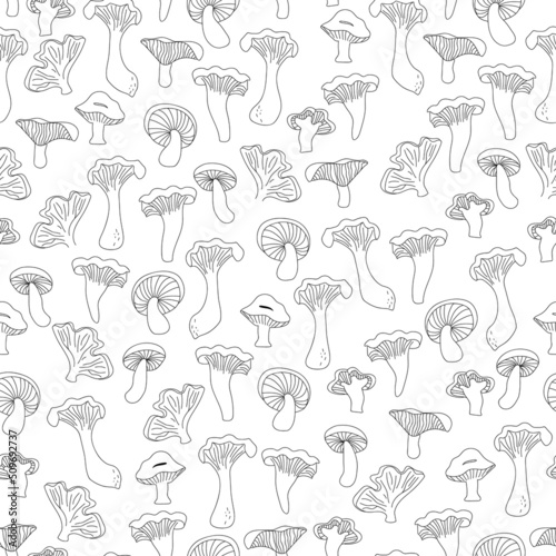 Seamless pattern with mushrooms. Print for textile, wallpaper, covers, surface. Autumn pattern. For fashion fabric.