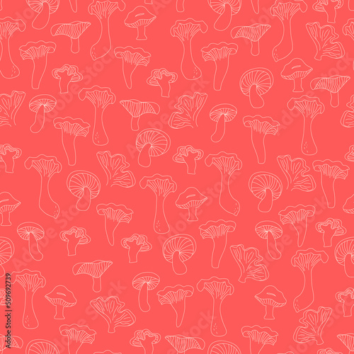 Seamless pattern with mushrooms. Print for textile, wallpaper, covers, surface. Autumn pattern. For fashion fabric.