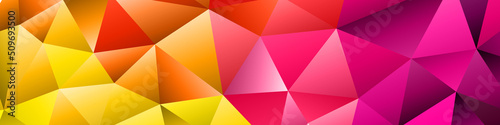 Polygonal rainbow mosaic background. Abstract low poly vector illustration. Triangular pattern in halftone style. Template geometric business design with triangle for poster, banner, card, flyer