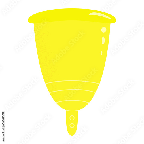 Flat vector cartoon illustration of a menstrual cup. Eco-protection for women in critical days. Zero waste level. Protection of the menstrual cycle, women's hygiene.
