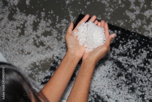 Handful of hails or graupel © Claire
