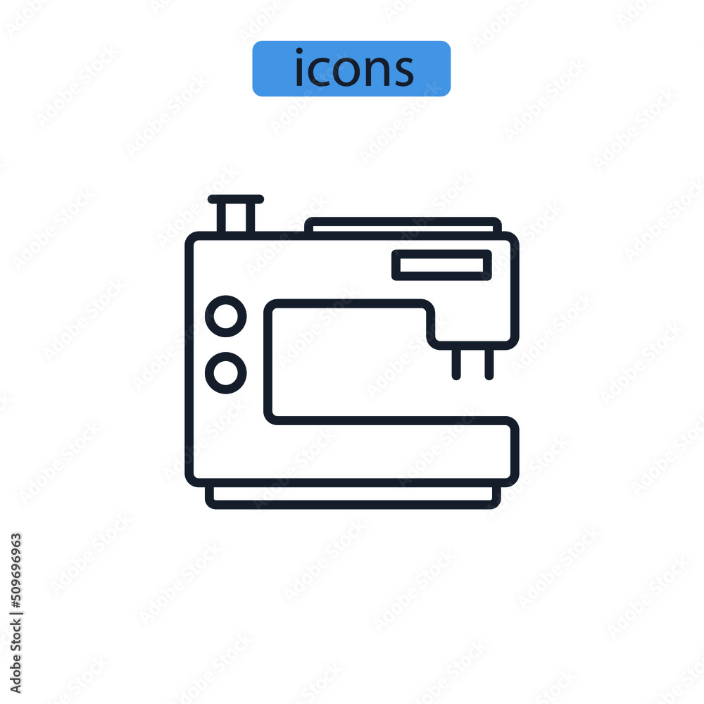 Sewing Machine icons symbol vector elements for infographic web Sewing Machine icons symbol vector elements for infographic web