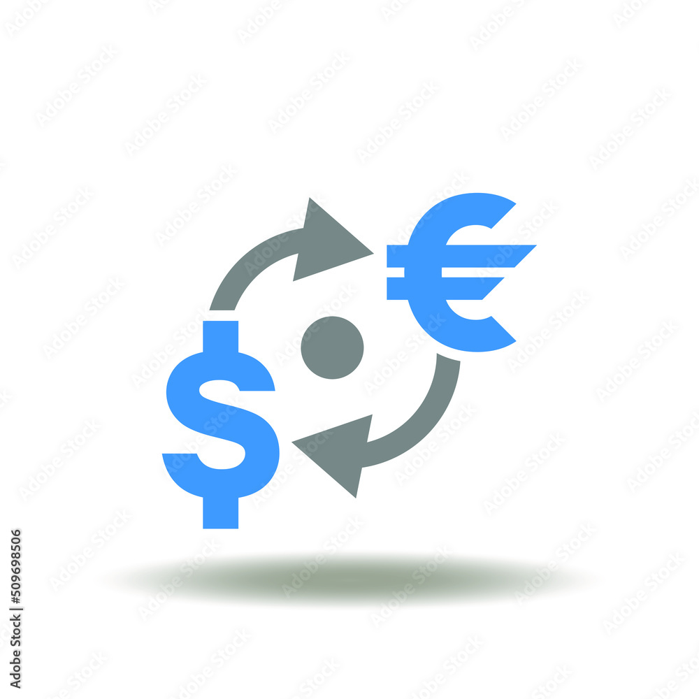 Vector illustration of dollar and euro currencies with round arrows ...