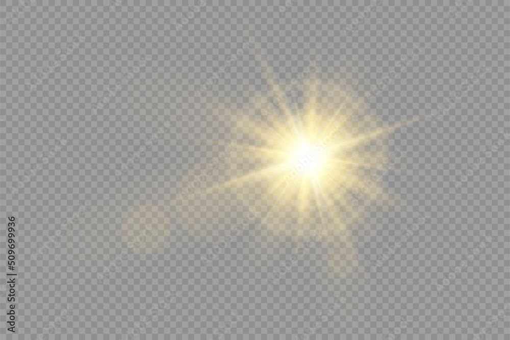 Bright yellow star burst, golden light effect.