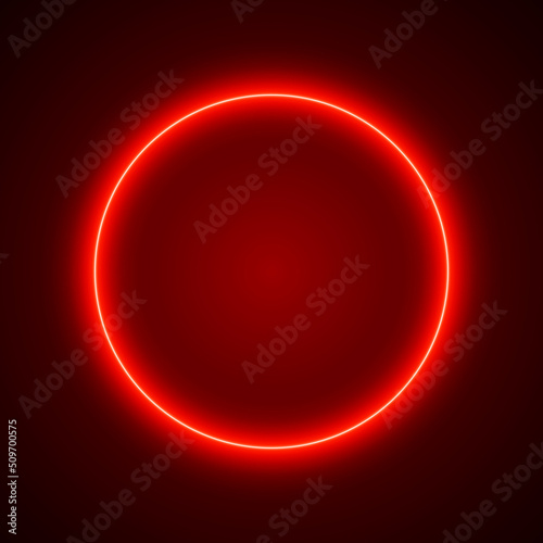 Red glowing circle, abstract dark background, vector illustration.