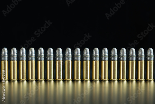 9mm Handgun Ammunition on a Black Background