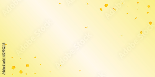 Chinese yuan coins falling. Fetching scattered CNY coins. China money. Sublime jackpot, wealth or success concept. Vector illustration.