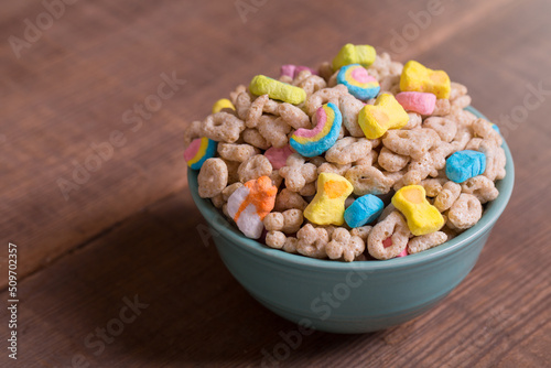 Marshmallow Cereal in a Bowl on a table