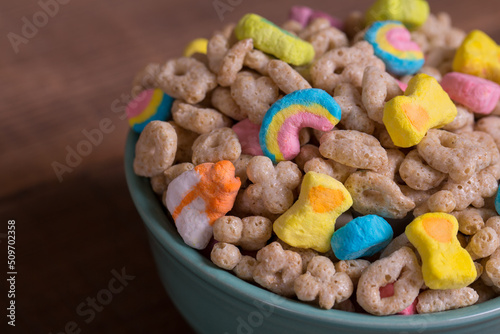 Marshmallow Cereal in a Bowl on a table