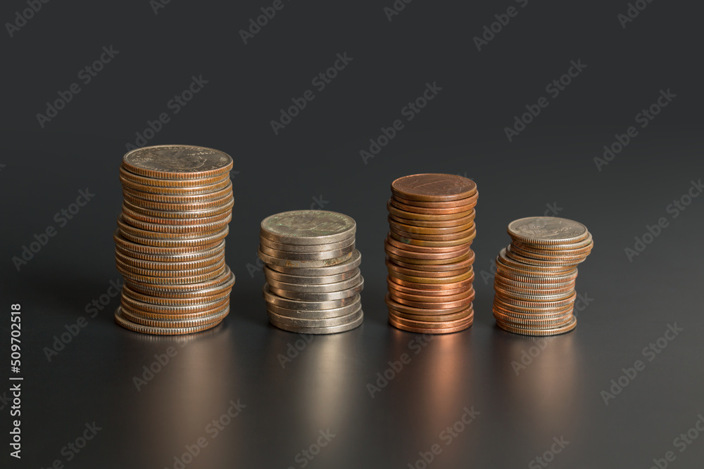 United States Currency Coins on a Black Background United States Currency Coins on a Black Background