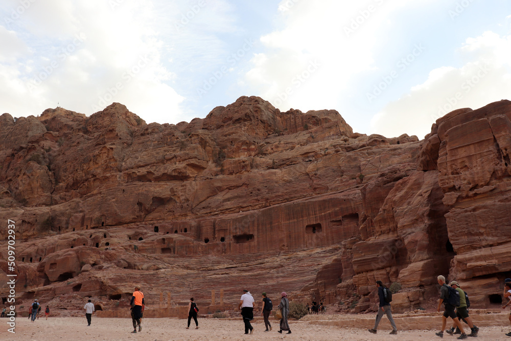 Petra city in Jordan (Nabateans city) amphitheater, rocks 