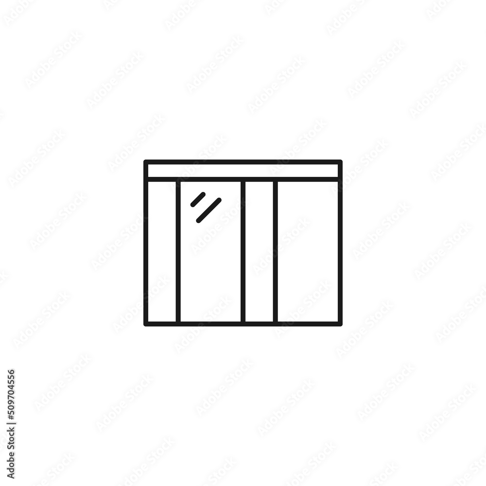 Furniture concept. Vector sign in flat style and editable stroke. Perfect for stores, shops, banners, web sites. Line icon of window Furniture concept. Vector sign in flat style and editable stroke. Perfect for stores, shops, banners, web sites. Line icon of window