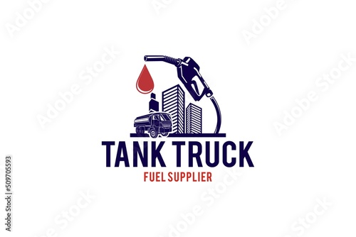 Automotive fuel tankers logo shipping fuel design refueling gun icon shape