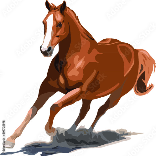 illustration of chestnut horse running