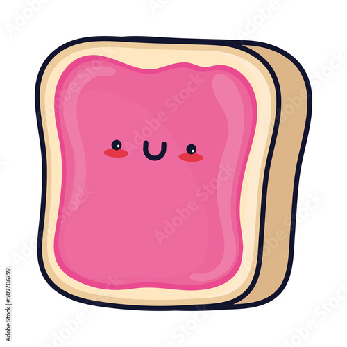 kawaii food bread with jam
