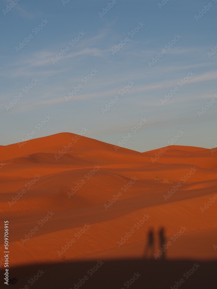 Fototapeta premium une grande dune au couché de soleil sur le désert du Sahara