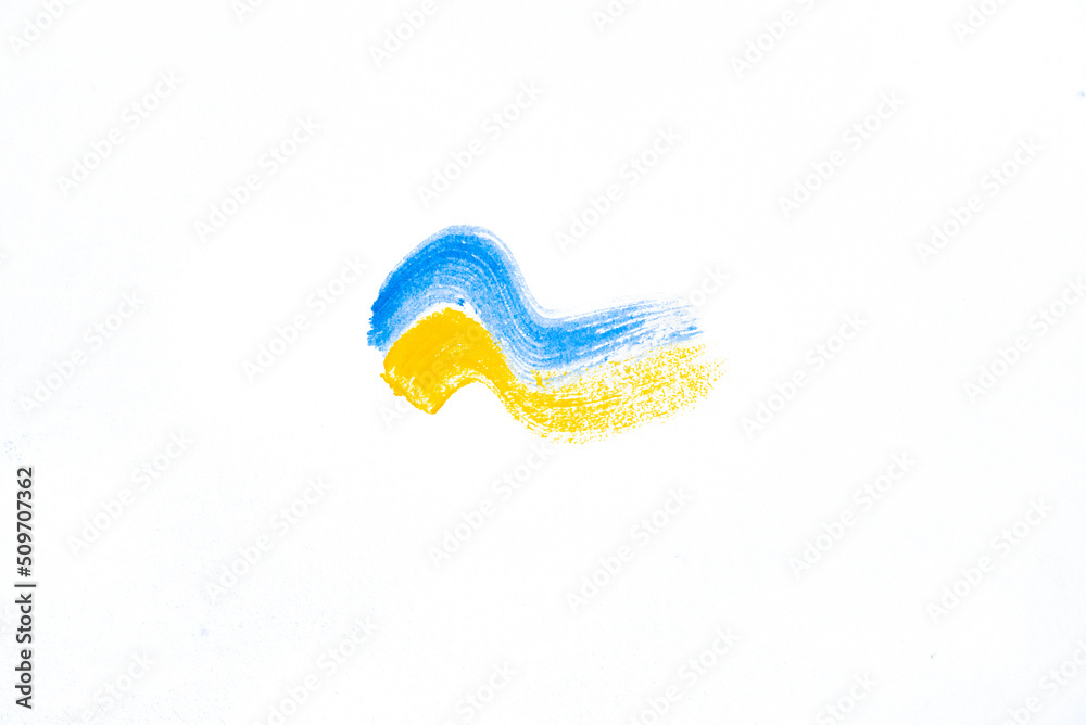 Painted Ukrainian flag on a white background. Isolate. Painted Ukrainian flag on a white background. Isolate.