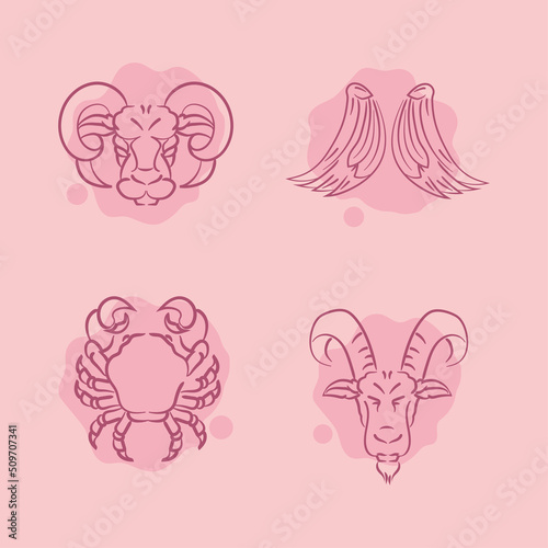 set of zodiac symbols