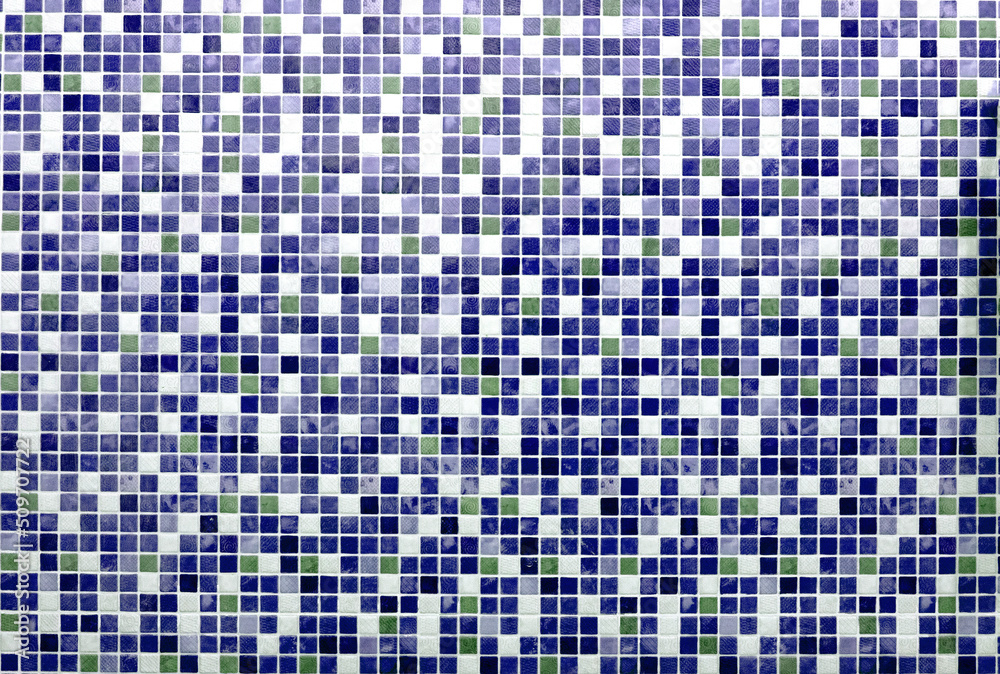Blue glass wall mosaic for texture background