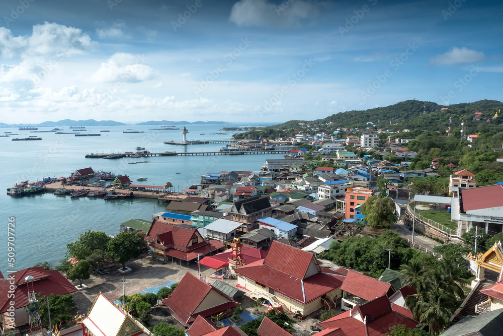 A seaside village on an island in Thailand