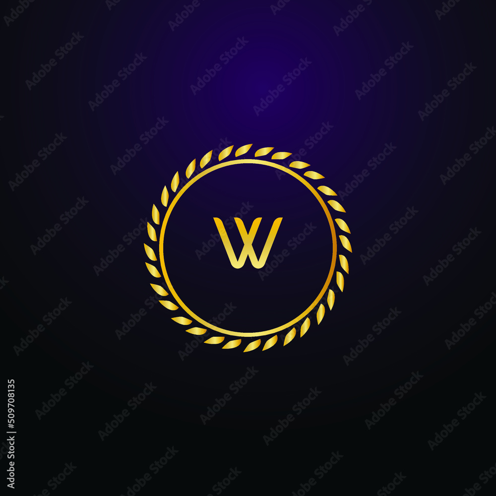 Naklejka premium Premium luxury Vector elegant gold and font Letter W Template for company logo with monogram element 3d Design