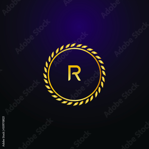 Premium luxury Vector elegant gold and font Letter R Template for company logo with monogram element 3d Design