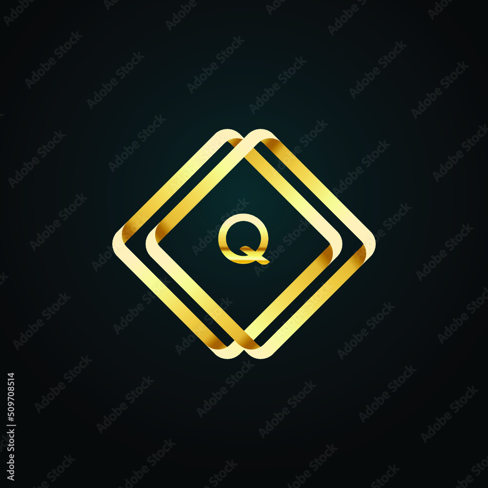 Premium luxury Vector elegant gold and silver font Letter Q Template for company logo with monogram element 3d Design Premium luxury Vector elegant gold and silver font Letter Q Template for company logo with monogram element 3d Design