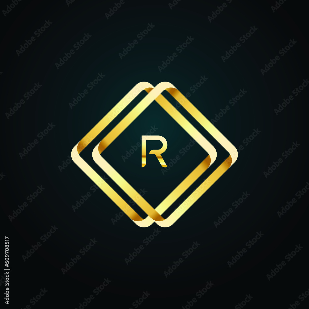 Premium luxury Vector elegant gold and silver font Letter R Template for company logo with monogram element 3d Design Premium luxury Vector elegant gold and silver font Letter R Template for company logo with monogram element 3d Design