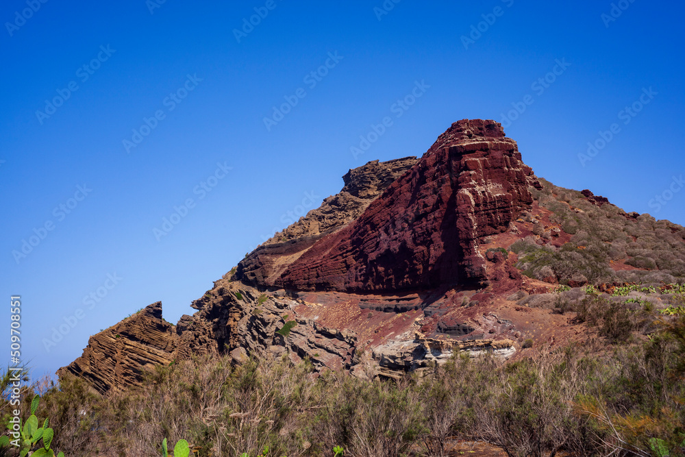 View of the famous mountain called Calcarella, Sicily