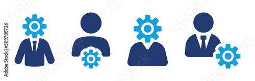 Print op canvas Admin icon vector. User with gear head, administrator concept.