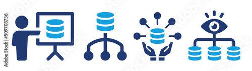 Data management vector icon concept. Database storage server set symbol.
