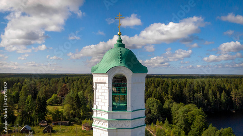  Alexander-Svirsky monastery in the Leningrad region. beautiful summer aerial footage photo