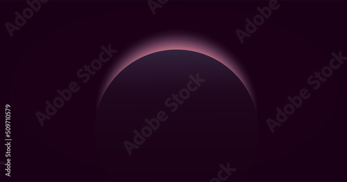 Dark Gradient background, planet, Astronomy, sun flare, sunrise web banner with abstract blended colour and circular shapes