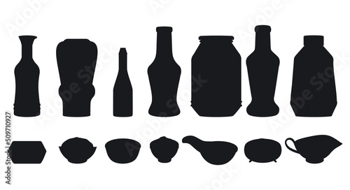 Sauce packaging bottles Silhouettes Premium vector template