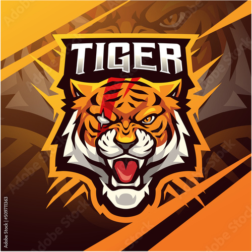 Tiger head esport mascot logo design