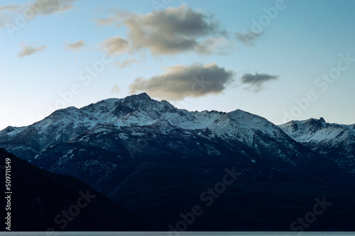 Obraz na płótnie Mountain hills of the snowy Andes mountain range. Los Alerces National Park w salonie