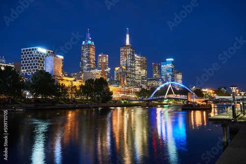 City Night Scene with River