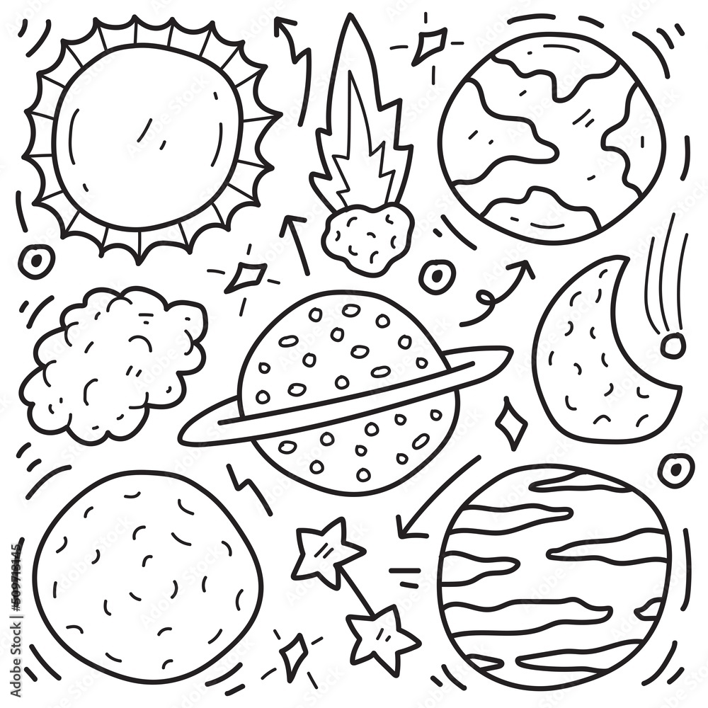 doodle planet cartoon illustration design doodle planet cartoon illustration design