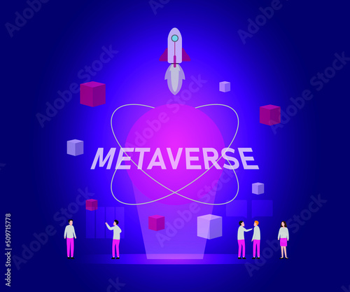 Metaverse startup 2d flat vector illustration concept for banner, website, illustration, landing page, flyer, etc.