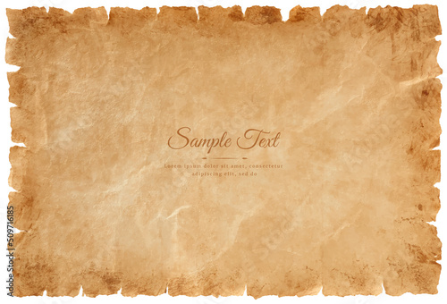 Vector old parchment paper sheet vintage aged or texture isolated on white background