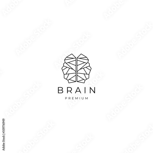 Brain geometric logo icon design template