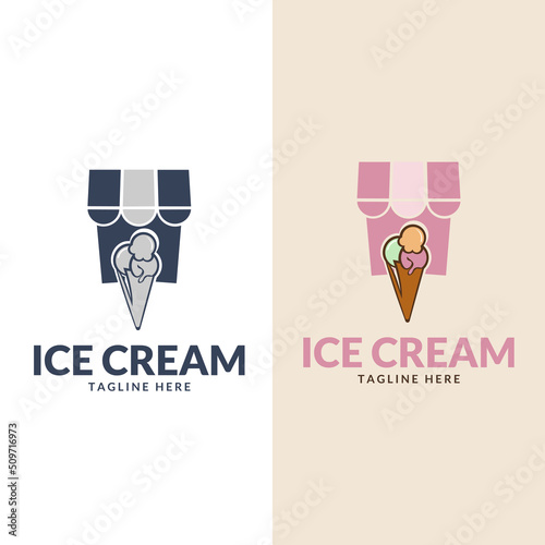 Ice Cream Logos . Vector italian ice cream labels. Retro logos for cafeteria or bar.