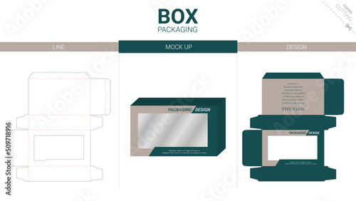 Box packaging and mockup die cut template