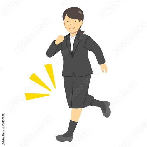 走る　スーツ　イラスト素材